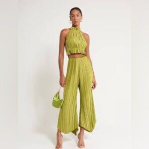 Cult Gaia Olive green Pleated pants